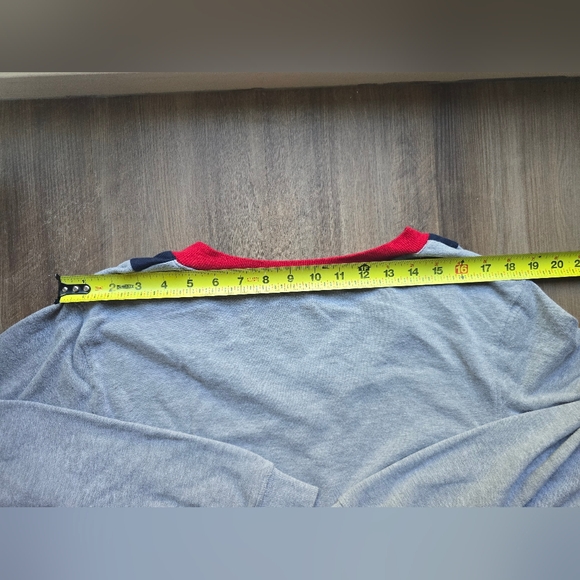 Tommy Hilfiger V-Neck Sweater in Gray with Red and Black Trim - Picture 6 of 6